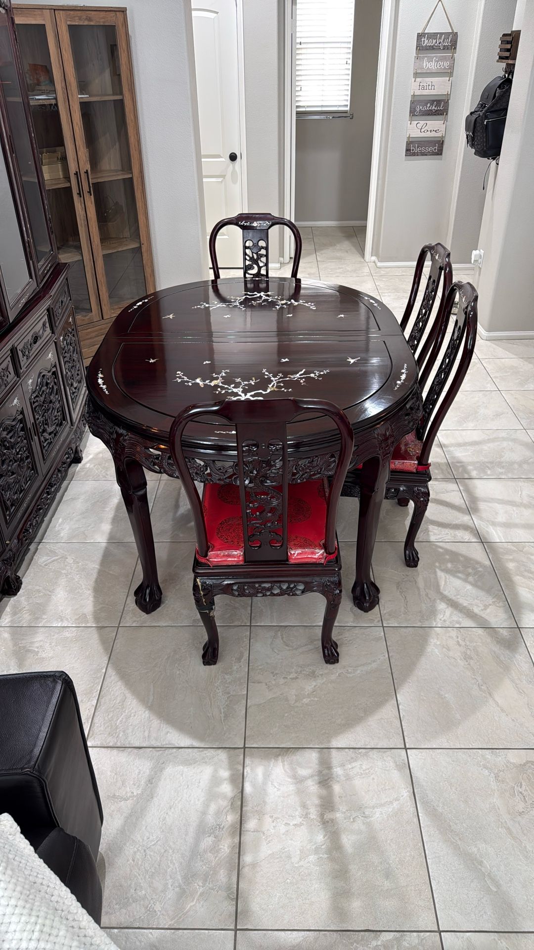 Rare Asian Style Dining Room Table With China Cabinet - Make An Offer!