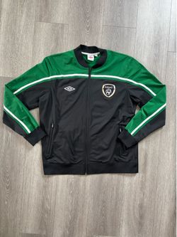 Rare Umbro Ireland Green Black White Soccer Track Jacket Size XL