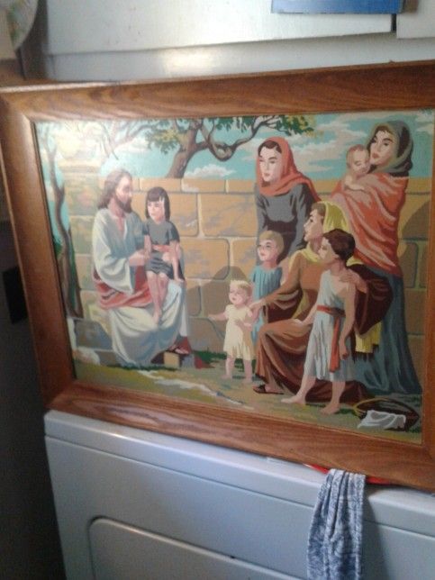 Vintage Jesus And Children Painting