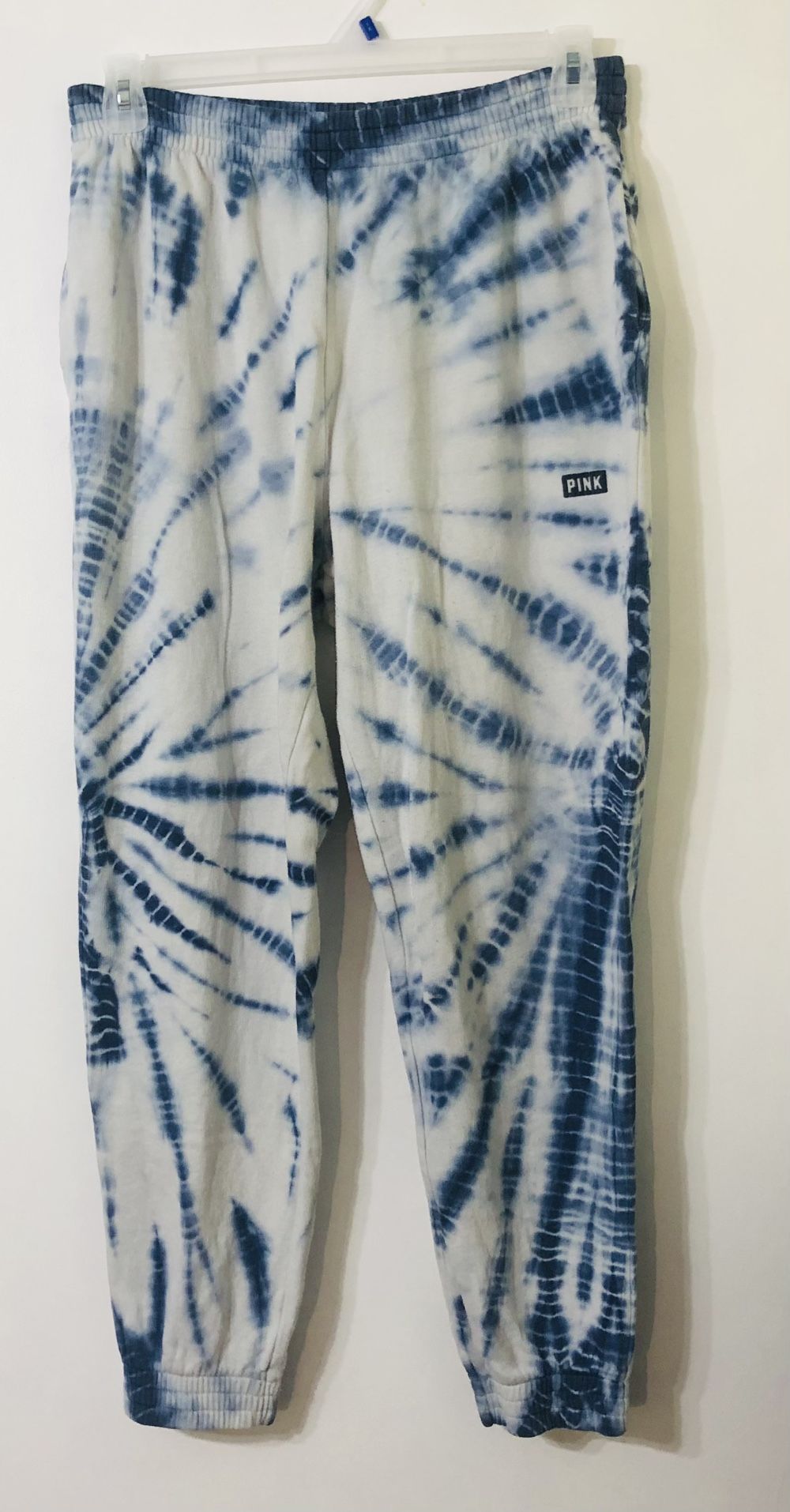 Pink women’s tie dye blue sweat pant jogger two side pockets.M