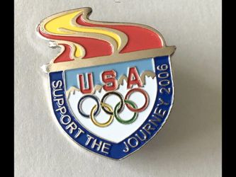 Vtg. 2006 Olympic Lapel Pin Support the Journey Silver-To e Souvenir