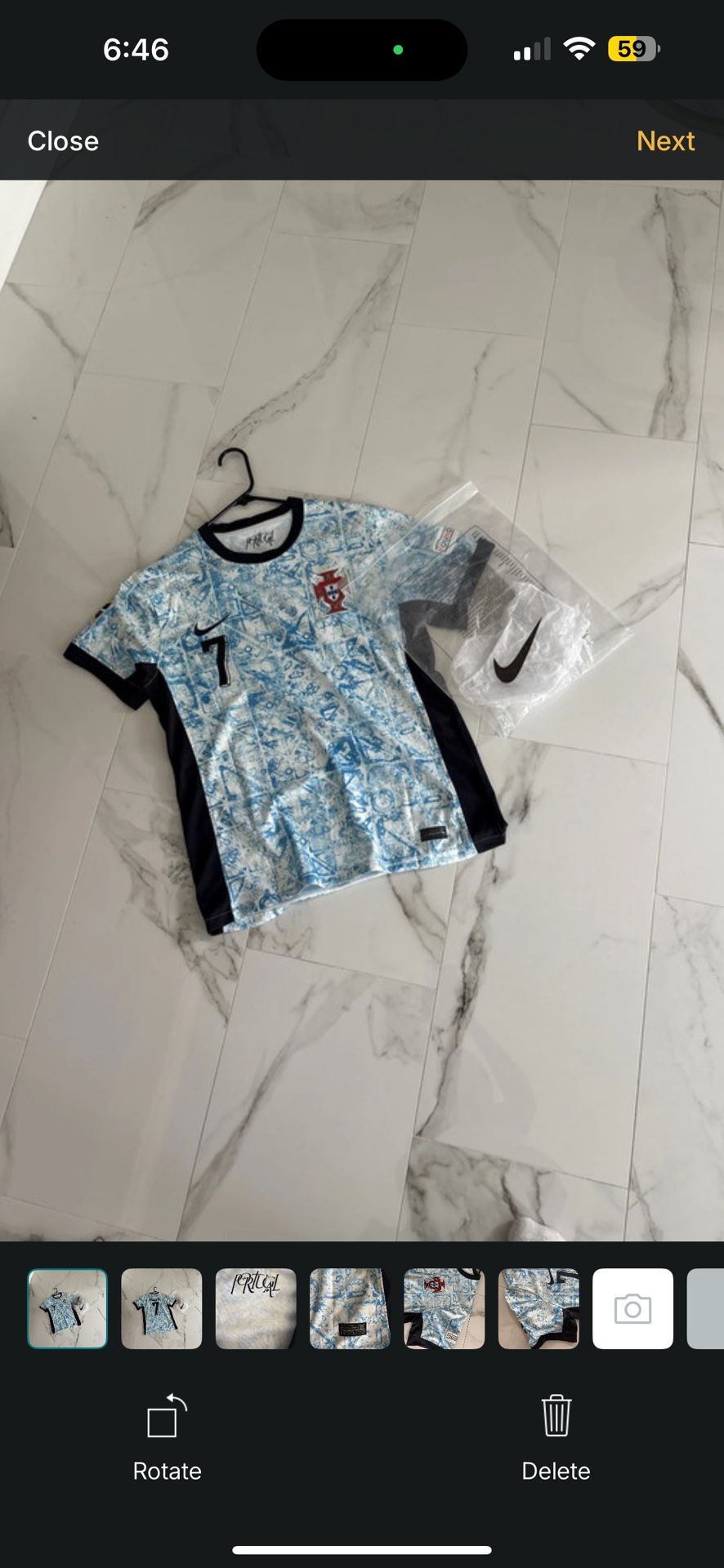 Cristiano Ronaldo #7 Euro Away soccer jersey.