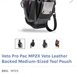 Veto Pro Pac MP2X Veto Leather Backed Medium-Sized Tool Pouch