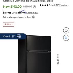 Galanz Mini Fridge With Freezer