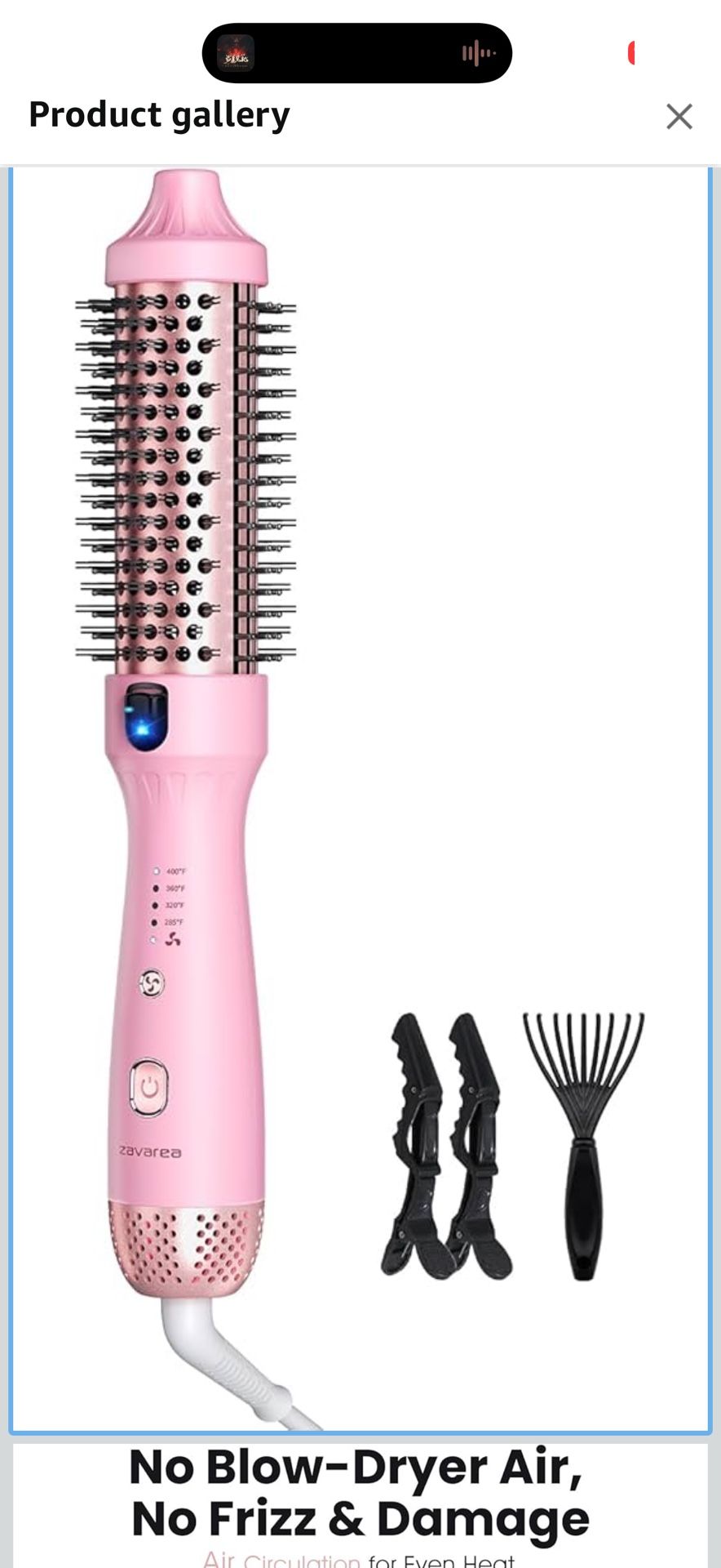 Thermal Brush, 1.5 Inch Heated Round Brush Stylers, 800M Negative Ions Ceramic for Less Frizz Damage, 4 Temperature Set, Dual Voltage for Travel, Easy