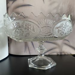 Crystal Pedestal Bowl, Victorian Era, Decor, Candy Dish, Side Table, Coffee Table Decor, Mothers Day Gift Perfect Condition, Etched Crystal, Glass 