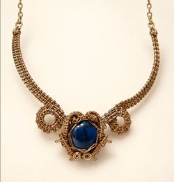 Wire Wrapped Necklace with Blue Stone