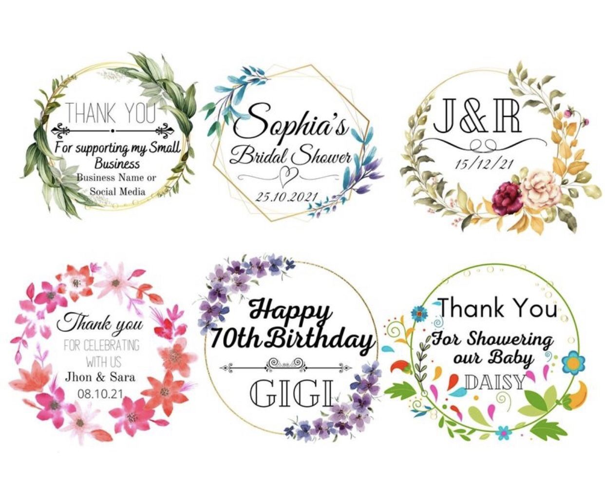 Custom Labels For Birthday, Thank You Stickers 