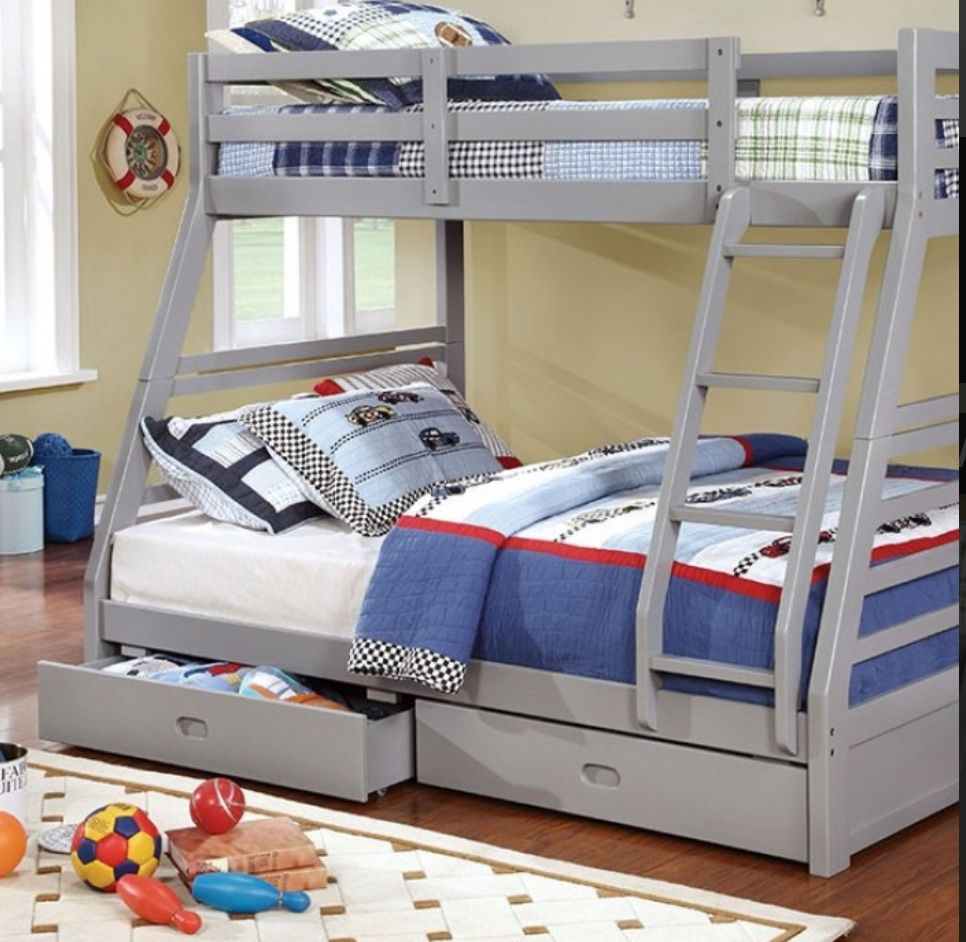 Bunk Bed Twin Over Full With Memory Foam Mattress Included