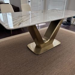 Randahl 71'' L Modern Rectangular Stone Top Dining Table for 6
