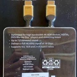 Brand New in box Blackweb Premium HDMI Cable for High Bandwidth 4K HDR, Multiple Lengths, Black