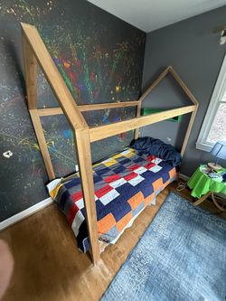Solid Wood House Frame Twin Bed (Montessori Floor Bed)