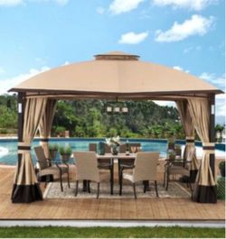 Outdoor Patio Gazebo with Curtains