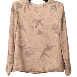 LIZ CLAIRBORNE Petite Collection Women’s Long Sleeve Floral Top,Sz 10, Pre-owned. Condition is Pre-owned.