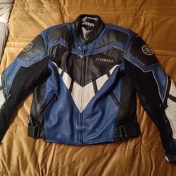 Blue Leather Authentic Yamaha Jacket Size 44