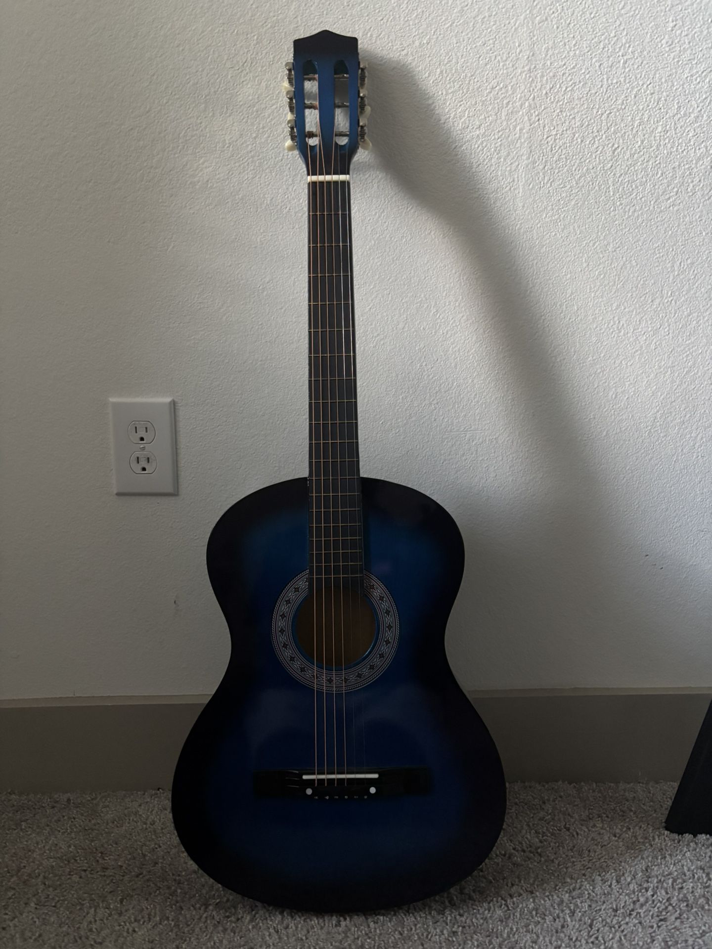 New Blue Acoustic Guitar + Carrying Case