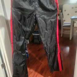 Gtm Sportswear Windbreaker Athletic Track Pants (Women's Small) (Black/Red)