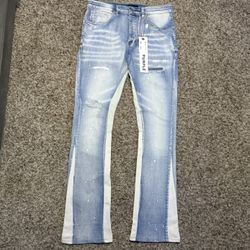 Light Denim Flared Purple Jeans 