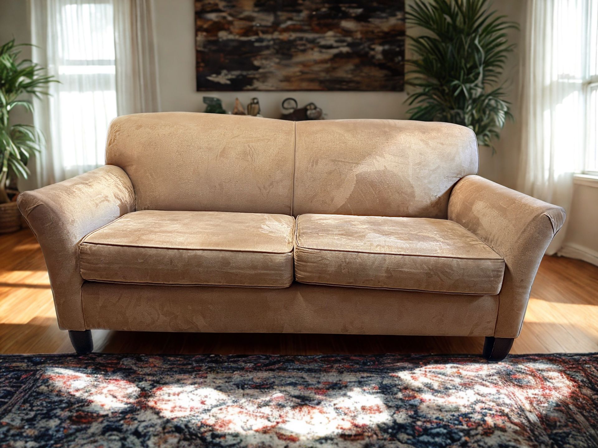 **Free Delivery** Beautiful, Classic Light Brown Couch