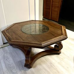 Vintage Solid Oak Hexagonal Coffee Table
