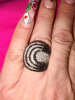 Black and White Crystal Pave Cocktail Ring