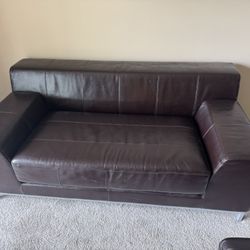 Sleek Modern Brown Leather Loveseat – Great Condition!