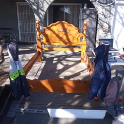 Queen Bed Real Solid Wood