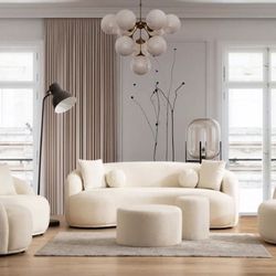 Bonita Ivory Boucle Sofa & Loveseat (Sofa, loveseat, Sectional options