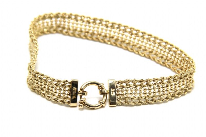 14k Oró solido lindo Brazalete con diseño novedoso