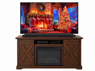 TV stand with fireplace -mueble de TV con chimenea elΓ©ctrica