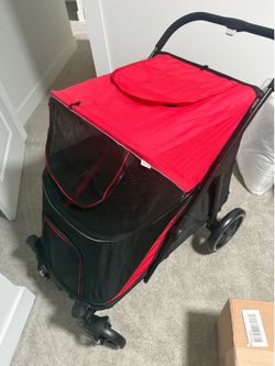 PawHut Pet Stroller – Like New – Large Dogs up to 66 lbs – Red/Black
