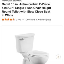 Hi everyone we have this new toilet  American Standard  in box   Retail $229 wtb tax here $159 no tax tax already including  Cadet 10 in. Antimicrobia