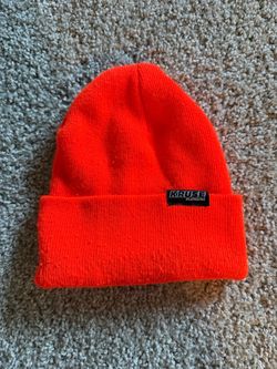 Orange Knit Beanie with Cuff