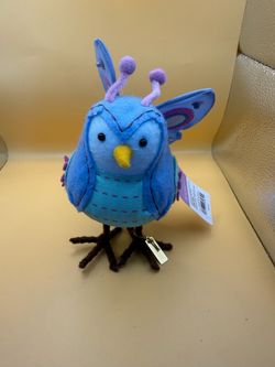 Blue Felt Bird Butterfly Figurine with Tags