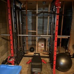 Smith Machine With Bench, Cables, Weights,& Accessories