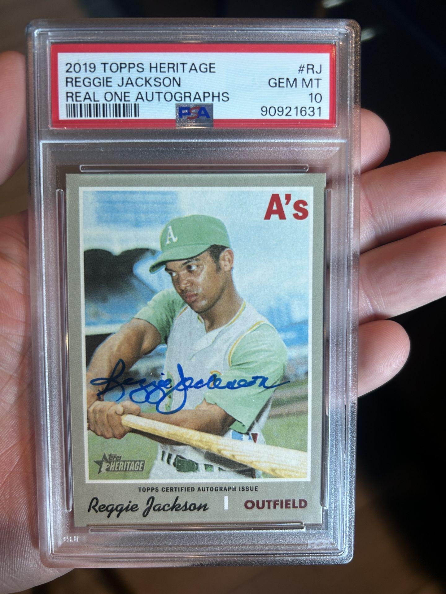 2019 Topps Heritage Reggie Jackson Real One Autographs PSA 10 Auto 1970 Design