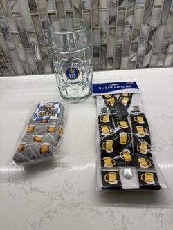 40 Oz Beer Mug With Beer Socks And Beer Suppenders