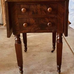 Antique Mahogany Drop Leaf Table Empire Design 