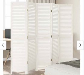 6 Panel Folding Wood Room Divider 5.75 Ft Tall Privacy Wall Divider, White