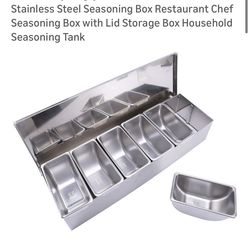 Stainless Steel Seasoning Box Restaurant Chef Seasoning Box with Lid Storage Box Household Seasoning Tank