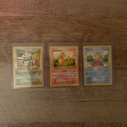 Bulbasaur/Charmander/Squirtle Shadowless Lot (3) Pokémon 
