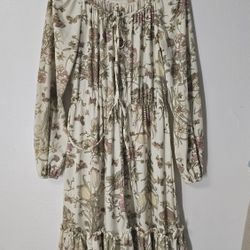 Boho Floral Butterfly Maxi Dress with Tiered Skirt / Бохо макси-платье с цветами и бабочками, ярусная юбка