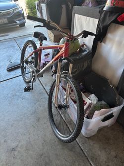 Mountain bike converted wheelie bike