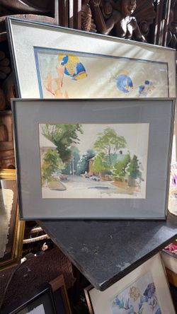 Mid Century watercolor signed