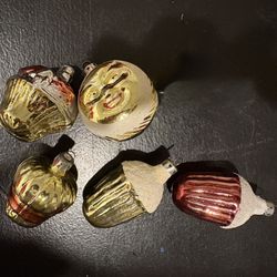 Vintage Glass Ornaments X5 