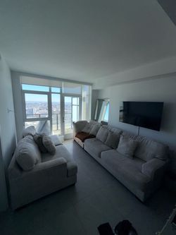 Large Light Gray Fabric Sofa Set