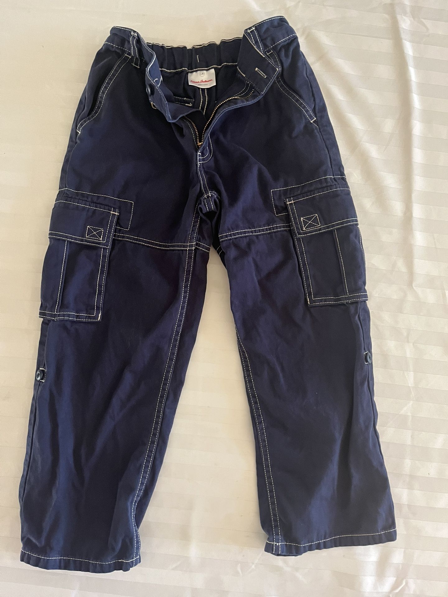 Boys Hanna Andersson Cargo Navy Blue With Tan Stitching- Size 130/8 