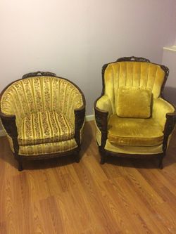 Set of 2 antique Berger Louis XV chairs