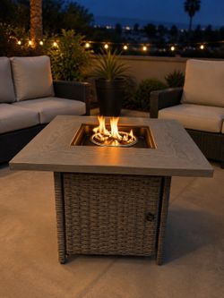 Outdoor Propane Fire Pit Table with Cover – $99.99