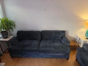 Blue Microfiber Two Sofa set
